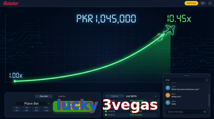Main screen of Lucky 3vegas aviator page for PK players