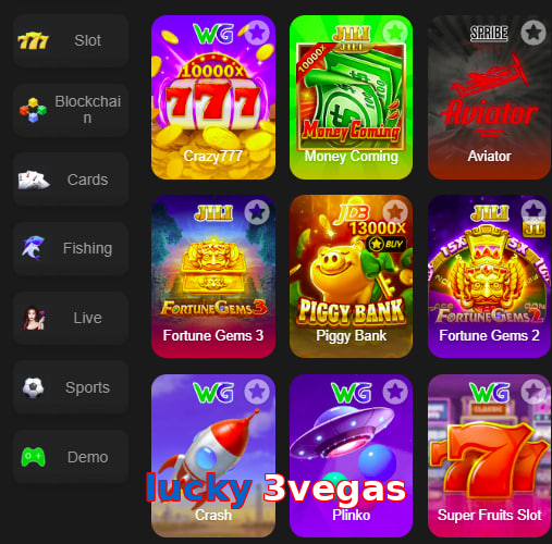 Main screen of Lucky 3vegas game page for PK players