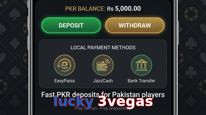 Deposit and withdrawal screen with PKR methods